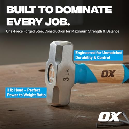 OX Tools Pro Series 3lb California Framing Hammer, Milled Face Straight Claw Hammer with Forged Steel Head & Genuine American Hickory Handle, Curved Axe Handle & Magnetic Nail Starter OX-P089403 thumbnail 8