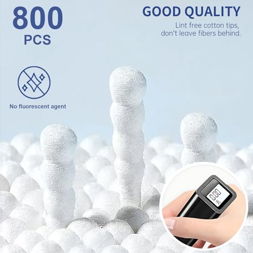 Image of Cotton Swabs, 800 Count Double Spiral Tipped with Paper Stick, Cotton Buds for Makeup, Personal Care, Crafts