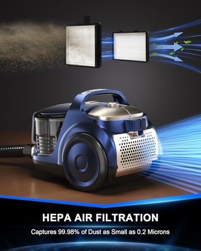 Image of Bagless Canister Vacuum Cleaner,1600W Powerful High-Suction Bagless Canister Vac with 4.5QT Dust Cup,Pop-N-Go Brush,HEPA Filter,Dual Motors&4 Cleaning Tools,Perfect for Low-Pile Carpets&Hard Floors