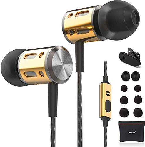 Betron AX1 Earbuds with Microphone Bass Driven Sound Noise Isolating Earphone Ear Tips Wired in-Ear Headphones