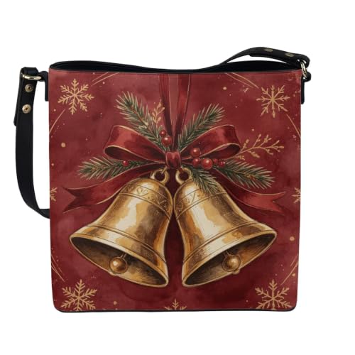 Image of HUGS IDEA Boho Bags for Women Leather Handbag Shoulder Bucket Crossbody Purse