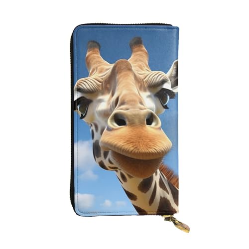 Portefeuille en cuir de qualité supérieure pour homme et femme, grand format zippé girafe