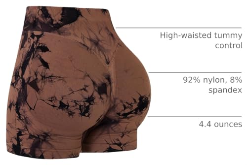 OVESPORT Seamless Workout Shorts for Women Scrunch Butt Lifting Gym Booty Biker Short Pants Brown — view 4