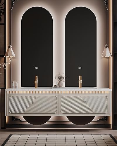 JINSHAWAN Mueble baño con Lavabo, Mueble baño suspendido,para baños domésticos, de Hotel y Otros Espacios.