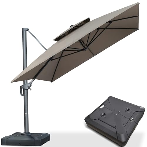 PURPLE LEAF Parasol Déporté 3 x 4 m Rectangulaire avec Pied, Parasol De Jardin Extérieur avec...