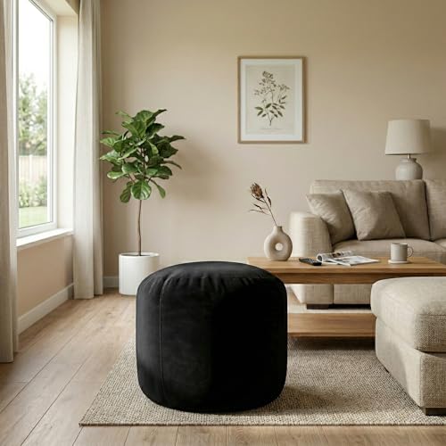La mejor comparación de Puff Coppel . 49 Coprire Puff Otomano, Taburete Redondo para Sala y Recámara, 50 x 50 cm, Negro (Negro)