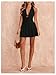 Floerns Women's Deep V Neck Ruched A Line Halter Mini Dresses Tie Front Asymmetrical Layered Club Party Dresses Black X-Small