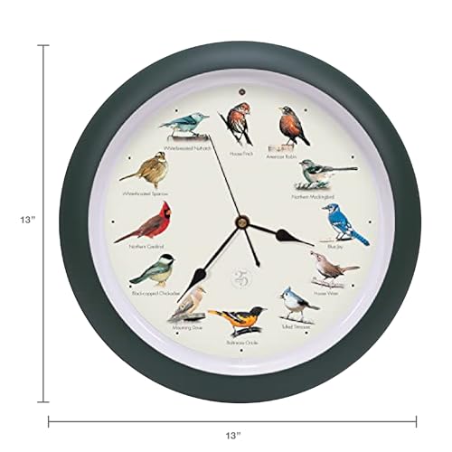 Horloge oiseau chantant Mark Feldstein 33 cm vert mat décor