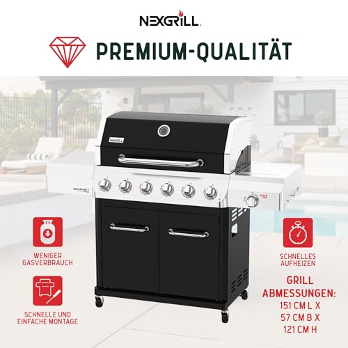 Nexgrill Gourmet Pro Gasgrill mit 6 Brennern und Keramik-Seitenbrenner