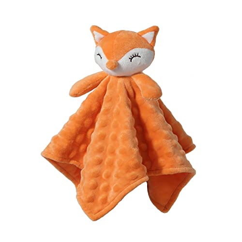 Image of CREVENT Soft Plush Animal Face Security Blankets for Boys and Girls, Great Gifts for Birthday Baby Shower (Orange Fox)