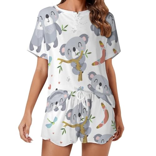 Pyjama femme raton laveur anti transpiration pour l'été frais