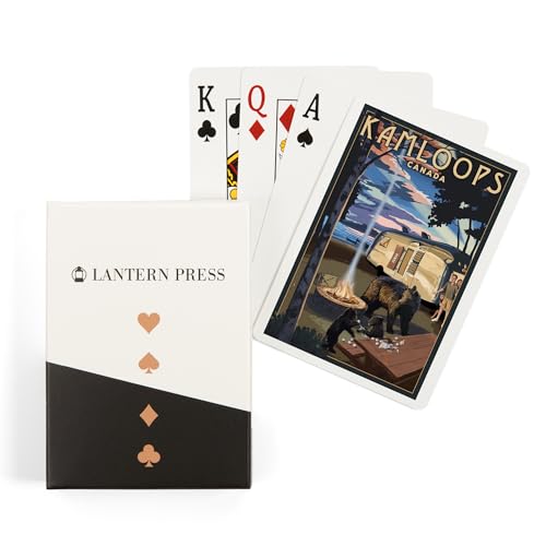 Lantern Press Kamloops Baraja de Poker Retro con Familia Oso