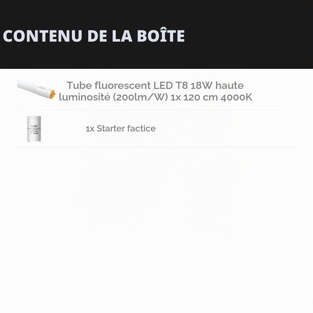 HOFTRONIC - T8 G13 Lot de 2 tubes LED 120cm - 18 Watt 3600 Lumen (200lm/W) - Super efficace - 4000K Blanc Neutre - Remplace le tube fluorescent 120W (120W/840) - Sans Scintillement - Tube Neon