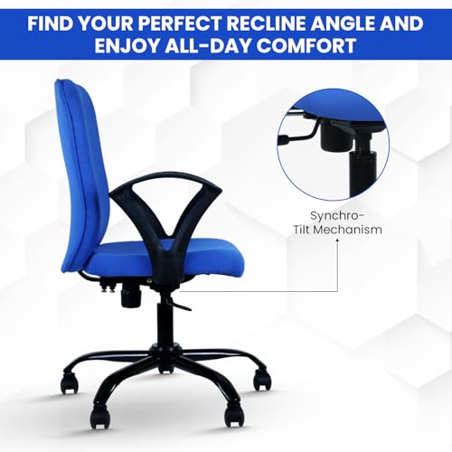 Image of IAFA FURNITURE Mavro Office Chair, Mid Back Upholstery Ergonomic Home Office Desk Chair with Fixed Armrests & Spacious Cushioned Seat | Heavy Duty Metal Base (DIY) (Blue)