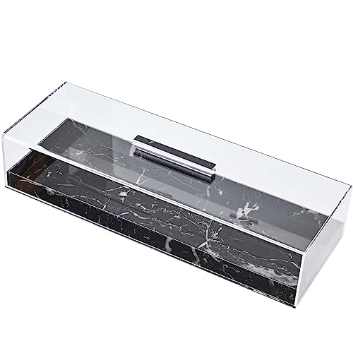 Acrylic Rectangular Cake Tray With Lid Marble Pastry Dessert Display Platter Rectangle Cake Stand Tray With Cover #TOP9