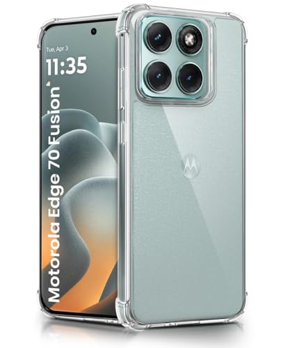 Image of WOW IMAGINE Ultra-Hybrid Crystal Clear Back Case for Motorola Moto Edge 70 Fusion 5G | Shockproof Design | Camera Protection Bump | Hard Mobile Back Cover with Cushioned Edges - Transparent