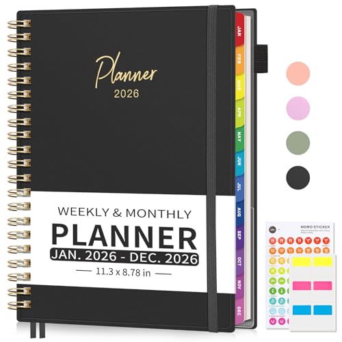 EMSHOI 2026�N �\�蒠 A4 15�� ���Ԃ��Ƃ̗\��\ 2026�N1��~2026�N12���� �f�C���[�E�B�[�N���[�}���X���[ 100GSM ���� PVC�J�o�[ �J���t���^�u �ʋ� �ʊw �T�����X�P�W���[�� �u���b�N