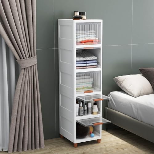 Image of JD Fresh 5 Tier Plastic Wardrobe Organizer /Foldable Cupboard for Storage /Stackable Storage Cabinet /Drawers for Storage Box /Multipurpose Storage Rack /Plastic Wardrobe Organizer (Transparent)