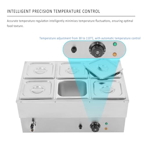 Scaldavivande commerciale, 1500 W, tavolo elettrico a vapore con temperatura regolabile da 30 a 110 ℃, scalda buffet in acciaio inox per ristoranti e feste