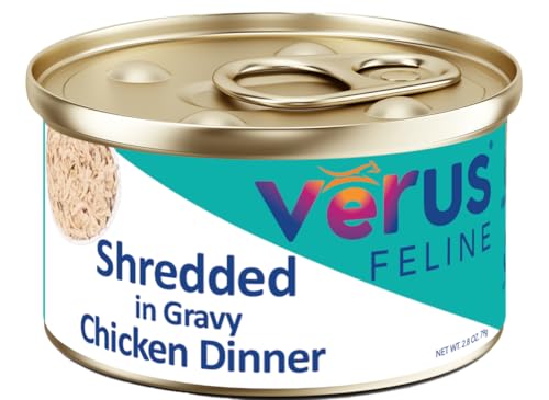 VeRUS Pet Foods Wet Cat Food Shredded Chicken, Chicken Dinner in Gravy Formula 24 Pack