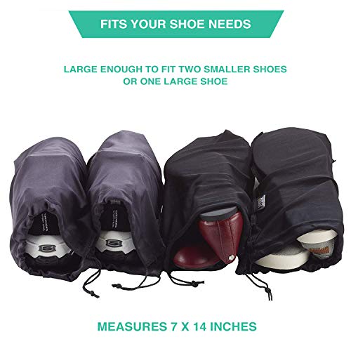 Lewis N. Clark Nylon Drawstring Travel Shoe Bags + Covers For Women & Men, Charcoal/Black, 1 Pack (2 Pairs) #TOP3
