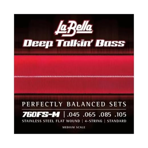 La Bella 760FS-M Deep Talkin' Stainless Steel Flat Wound Standard Medium Scale Bass Guitar String 45-105