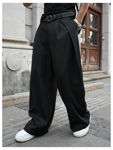 Verdusa Men's Wide Leg Dress Pants Business Casual Baggy Long Trousers with Pockets4