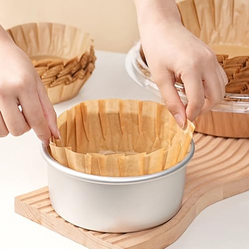 100PCS Basques Cake Paper, 4 Inch Round Parchment Paper, Non-Stick Cupcake Cheesecake Liners Disposable for Air Fryer,Microwave,Oven