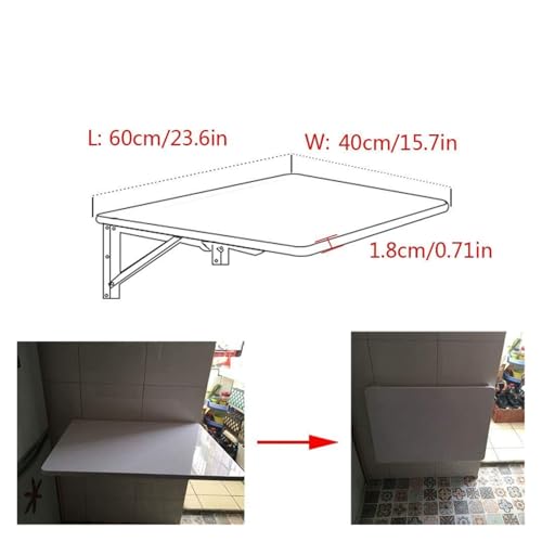Table pliante murale 60x40cm pour cuisine et salon | Établi compact