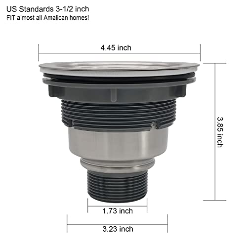 Gzila 3-1/2-Inch Kitchen Sink Strainer With Deep Waste Basket/Strainer Assembly/Sealing Lid, 304 Brushed Nickel Stainless Steel #TOP5