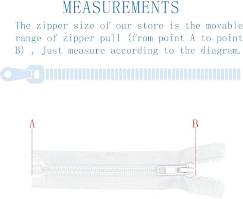 Image of ANPURZII 2PCS #5 25 Inch White Separating Jacket Zippers for Sewing Coats, Molded Plastic Bulk Zippers(White 25 inch 2PCS)