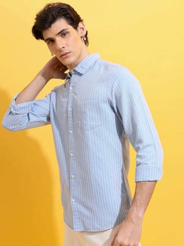Image of Highlander Men's Slim Fit Striped Shirt | Full Sleeves | Everyday Wear Stylish Shirts for Men