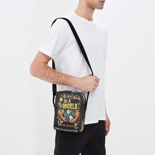 Small Messenger Bag Earth Hands Kind Black Crossbody Bag for Men Women Handbags Fanny Packs for Concert Beach Travel3