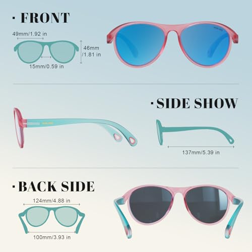 Kids Polarized Sunglasses for Boys Girls Skin Feel TR90 Youth Teen Beach Travel Outdoor Glasses for Ages 5-134