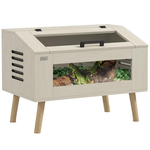 PawHut 111L Reptile Vivarium Terrarium with Tempered Glass Windows, Openable Top for Snake Lizards, Horned Frogs, Chameleons, Hamsters, Gerbils, 80 x 50 x 60cm