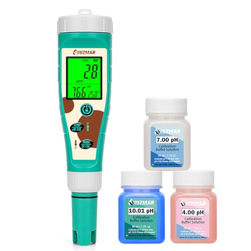 UIUZMAR Pool pH Chlor Salzgehalt Messgerät Wasserstoff PPM ORP Messgerät für Trinkwasser 8-in-1 Wassertester mit gleichzeitiger Anzeige von pH Salz Chlor H2 ORP EC TDS Temp für Hydrokultur Spas