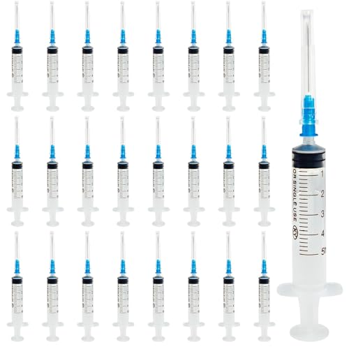 Bohoray 25pcs Jeringuilla 5ml, Jeringa de Plástico, Reutilizable Jeringas Estériles, Jeringuillas Envasadas de Forma Independiente Para Experimentos, Medición De Líquidos, Alimentación De Mascotas