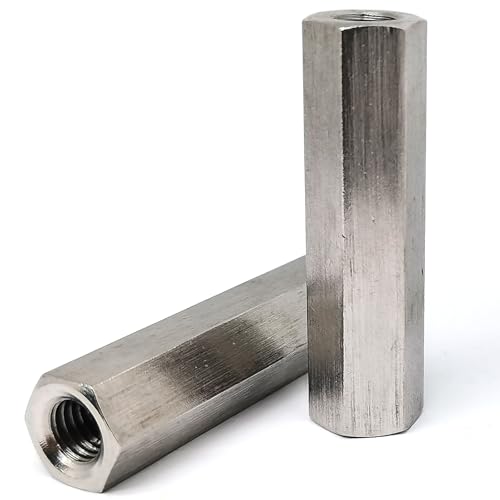 Image of 2pcs M8x50xS13 Right and Left Hex Coupling Nuts,304 Stainless Steel Hex Rod Connector