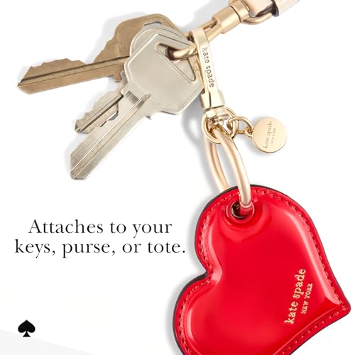 Image of kate spade new york AirTag Charm Keychain - Heart-Shaped AirTag Holder | Stylish & Lightweight AirTag Holder with Luxe Gold Ring Clip for Bags, Luggage, Keys & More - Classic Red Heart-Shaped Design