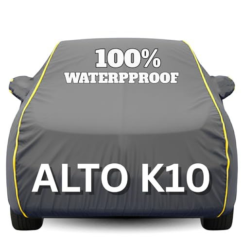 Image of Waterproof Car Body Cover - 100% Water Proof Custom Fit New Car Covers, Outdoor Full Protecting Cover for Alto K10 (All Models) with Free Storage Bag - UV, Rain & Dust, All Weather Protection