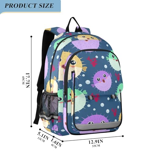 Fisyme Marine Fish Pufferfish School Backpack Laptop Backpacks Bags Bookbag Travel Casual Computer Notebooks Daypacks2