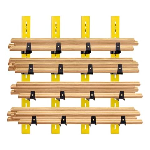 biosp 4-Tier Wall Mount Lumber Storage Rack, Heavy Duty Wood Organizer Support Rack, Metal Cantilever Lumber Storage Shelf For Garage, Basement, Pantry, Workshop, 36.02''L x 13.19''D x 2.48''W, 4 Pack Cover