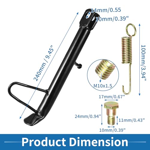 Image of Motorcycle Kickstand 24cm 9.45 inch Nonslip Motorcycle Foot Side Stand Parking Foot Support Iron