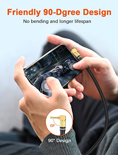 Vanaux 90 Degree Right Angle Aux Cable Male To Male 3.5Mm Audio Cable Stereo Aux Cord Compatible With Laptop, Smartphone, Music Player,Tablets,Speakers (3.3Feet/1M) #TOP6