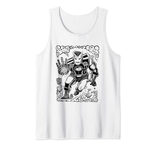 Débardeur Iron Man Marvel blanc avec motif linocut aux finitions soignées