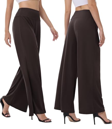 Image of ZOOSIXX Wide Leg Palazzo Pants for Women - High Waist Casual Beach Lounge Pants Loose Flowy Pants Stretchy Trousers