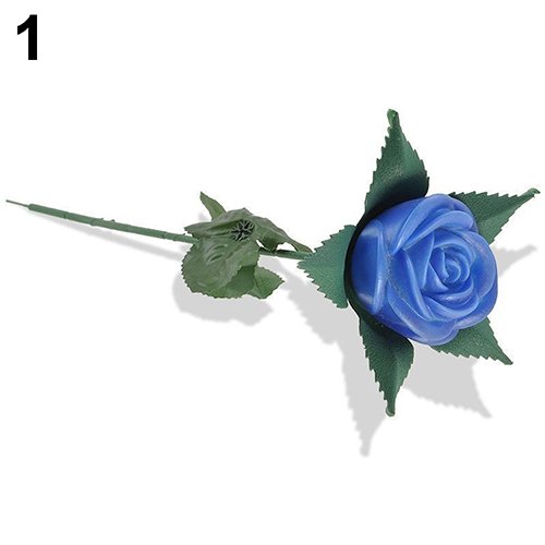 Steellwingsf Romantic Rose Pattern LED Light Room Garden Yard Faux Flower Lamp Decoration (Blue)