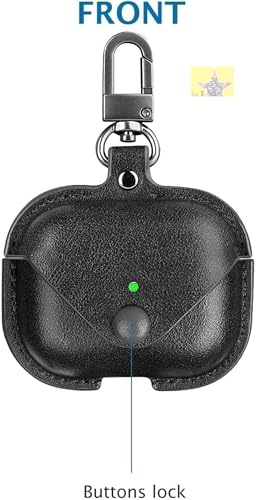 Image of Like Star AirPod Pro /Pro2 Case Leather Protective Case Cover Shockproof with Loss Prevention Clip for Apple Air-Pods Pro /Pro2 Wireless Charging Case (Black)