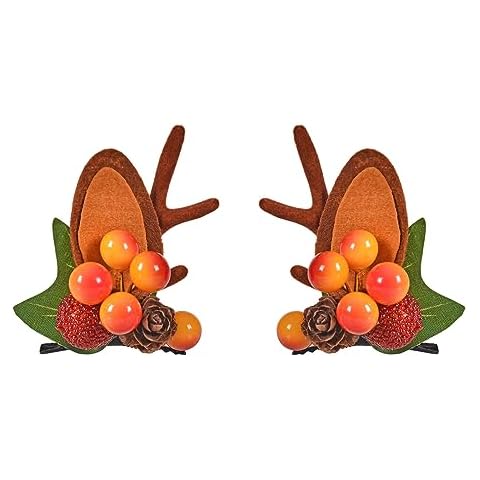 HAOQINA Christmas Reindeer Antlers Headband Hairpins Hairbands Girls Beauty Headdresses Pine Cone Hair Accessories Cute Reindeer Christmas Hair Clips Cover