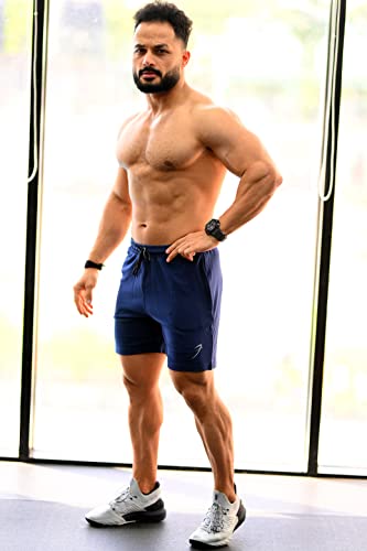 Image of Athletic Slim Fit Training and Gym Shorts for Men with Zipper Pockets